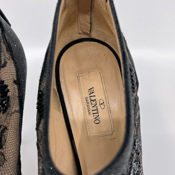 VALENTINO 39 US 9  Lace Crystal Nude Black Booties Stiletto Box and Dust Cover - Picture 6 of 16